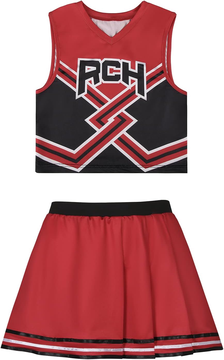 MateruisBring It On Cheerleader Costume for Women RCH Top Skirt Girl Cheerleaders Uniform Girls United Cos Outfits