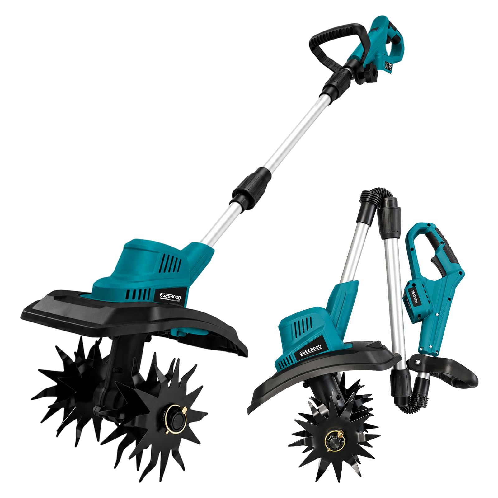 Cordless Tiller Rotavator, Compatible with Makita 18V Battery (without Battery)