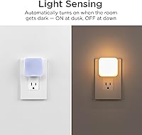 Vista 4 de Lights by Night Luz nocturna LED regulable, enchufable, sensor de atardecer a amanecer, ajustable, compacta, 4 ajustes, iluminación ambiental
