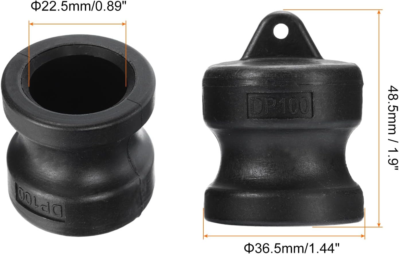 PATIKIL Poly Cam Lock Fittings, 2 Pcs 1" Part DP Dust Plug Cam Groove Hose Fittings Polypropylene Cam Lock Fittings, Black