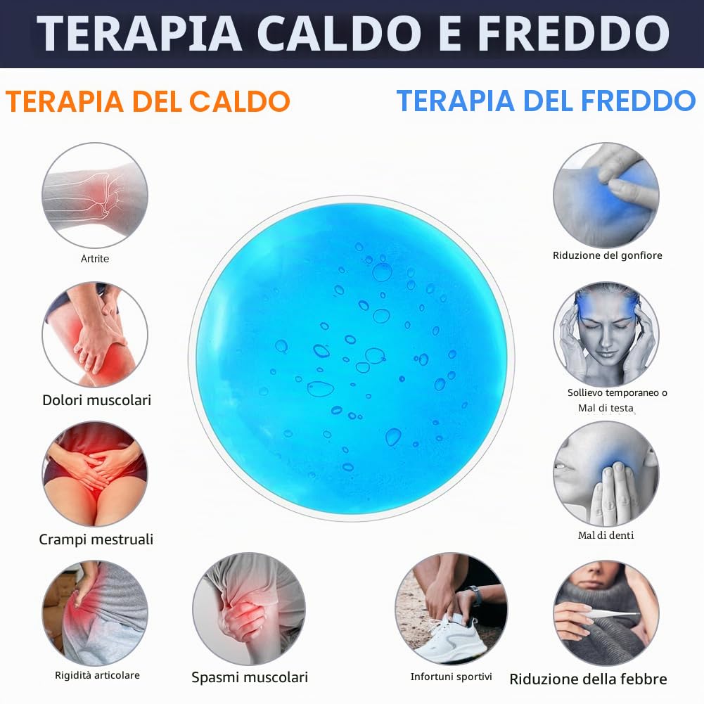 AOOWU Ghiaccio Gel Riutilizzabile, 6 PCS Impacchi Gel Riutilizzabili Fredde e Calde, Set di Cuscinetti Refrigeranti per Lesioni, Sollievo Dal Dolore, Punture di Insetti, Terapie Caldo/Freddo