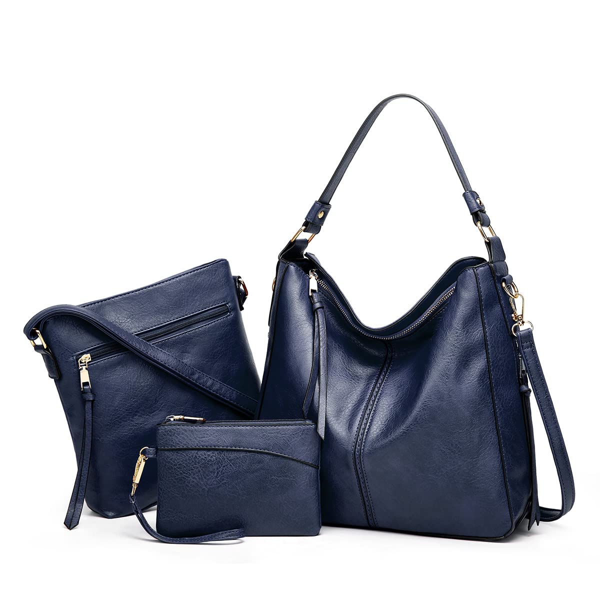 Pahajim Sac à Main Femmes Bandoulière PU Cuir Ensemble 3 Pièces et Portefeuille Sac Cabas Femme Grand Format Sacs Hobo pour Cours,Travail,Voyage