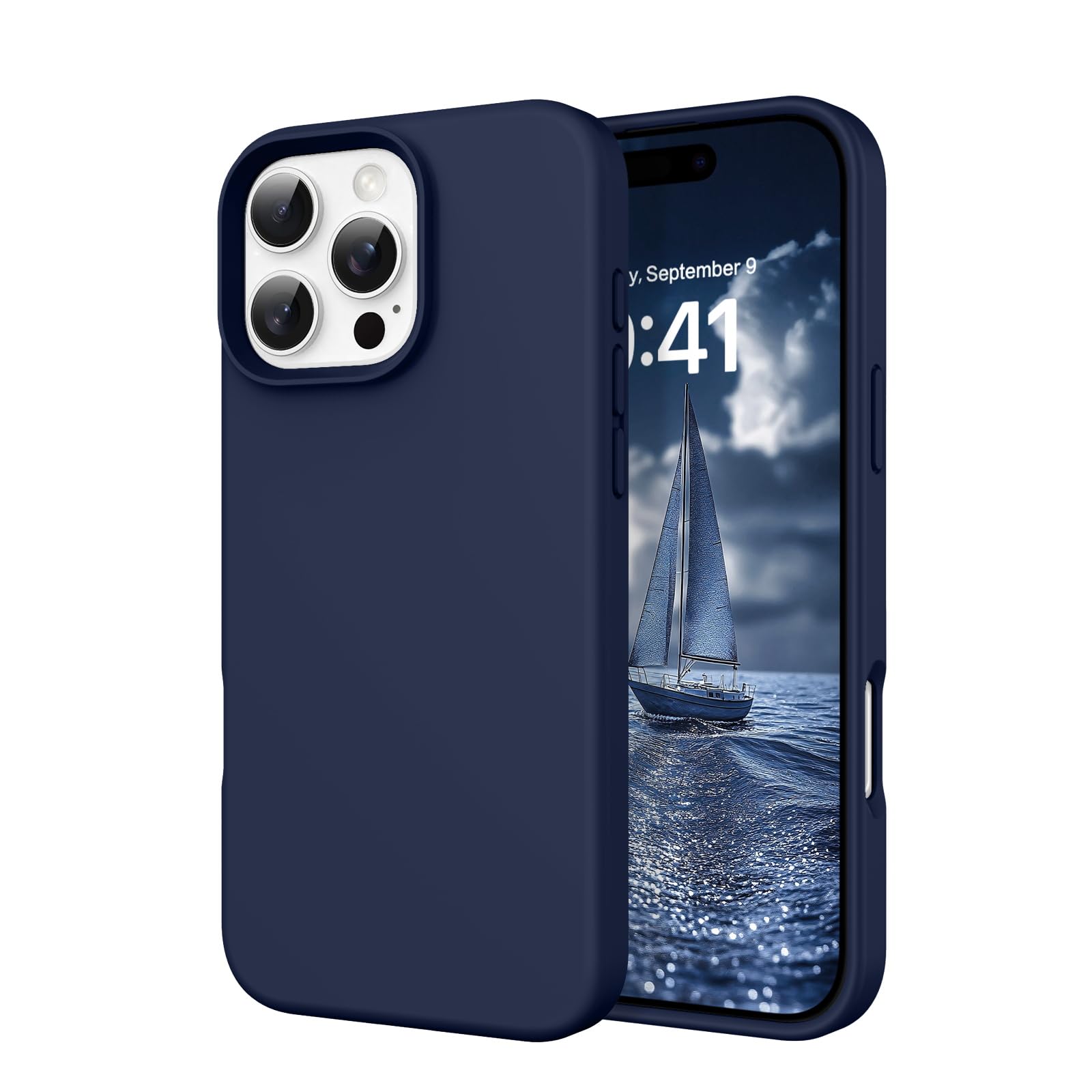 DOMAVER Case for iPhone 16 Pro Max 6.9'' Smooth Liquid Silicone Soft Gel Rubber Microfiber Lining Cushion Cover Shockproof Protective Phone Cases