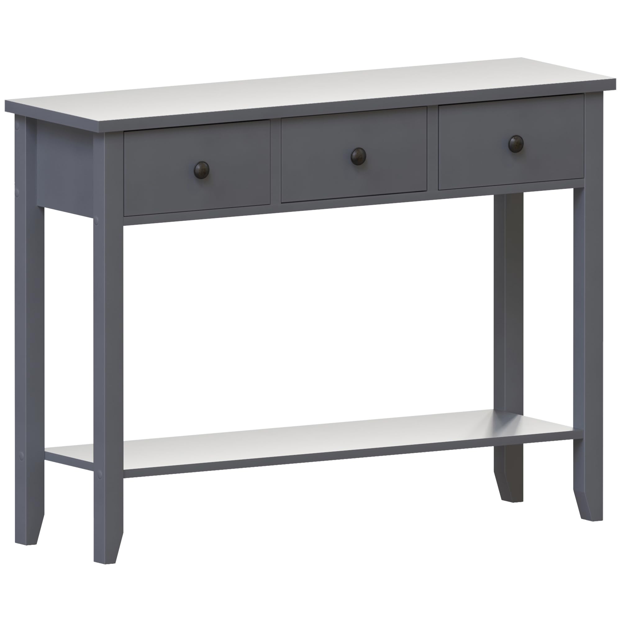Vida Designs Windsor 3 Drawer Console Table | Grey | Living Room Furniture | 74H x 100W x 30D cm | with Undershelf | Large Capacity Storage