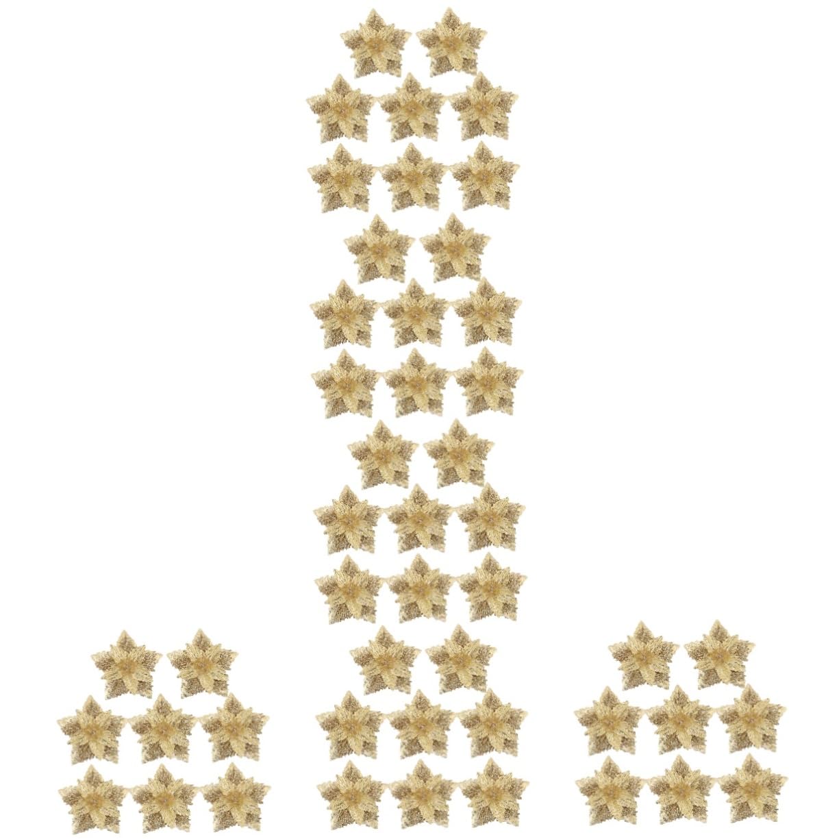 48 pièces Fleur de Noël Poinsettia à Paillettes de Noël Ornement de Fleur de Poinsettia de Vacances Ornement de Couronne de Noël Ornements d'arbre de Noël Poudre de Paillettes Fleurs