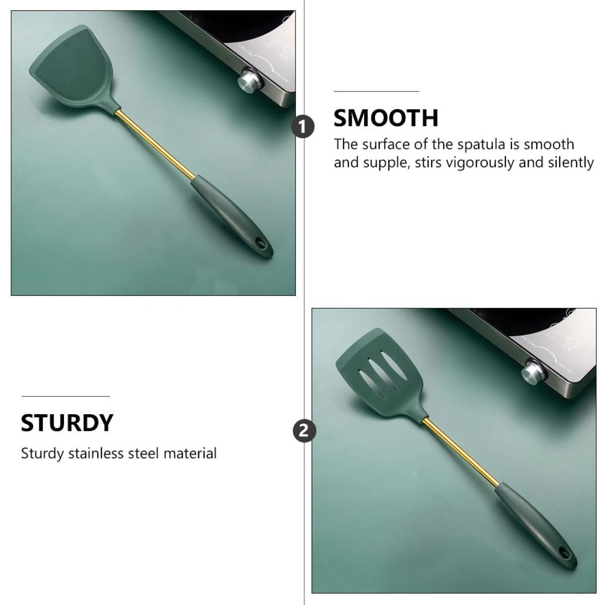 ULTECHNOVO Utensili Da Cucina in Acciaio Inox Spatola Resistente Al Caldo Cucchiaio Per Zuppa Di Utensili Per Cucina Per in Acciaio Inox