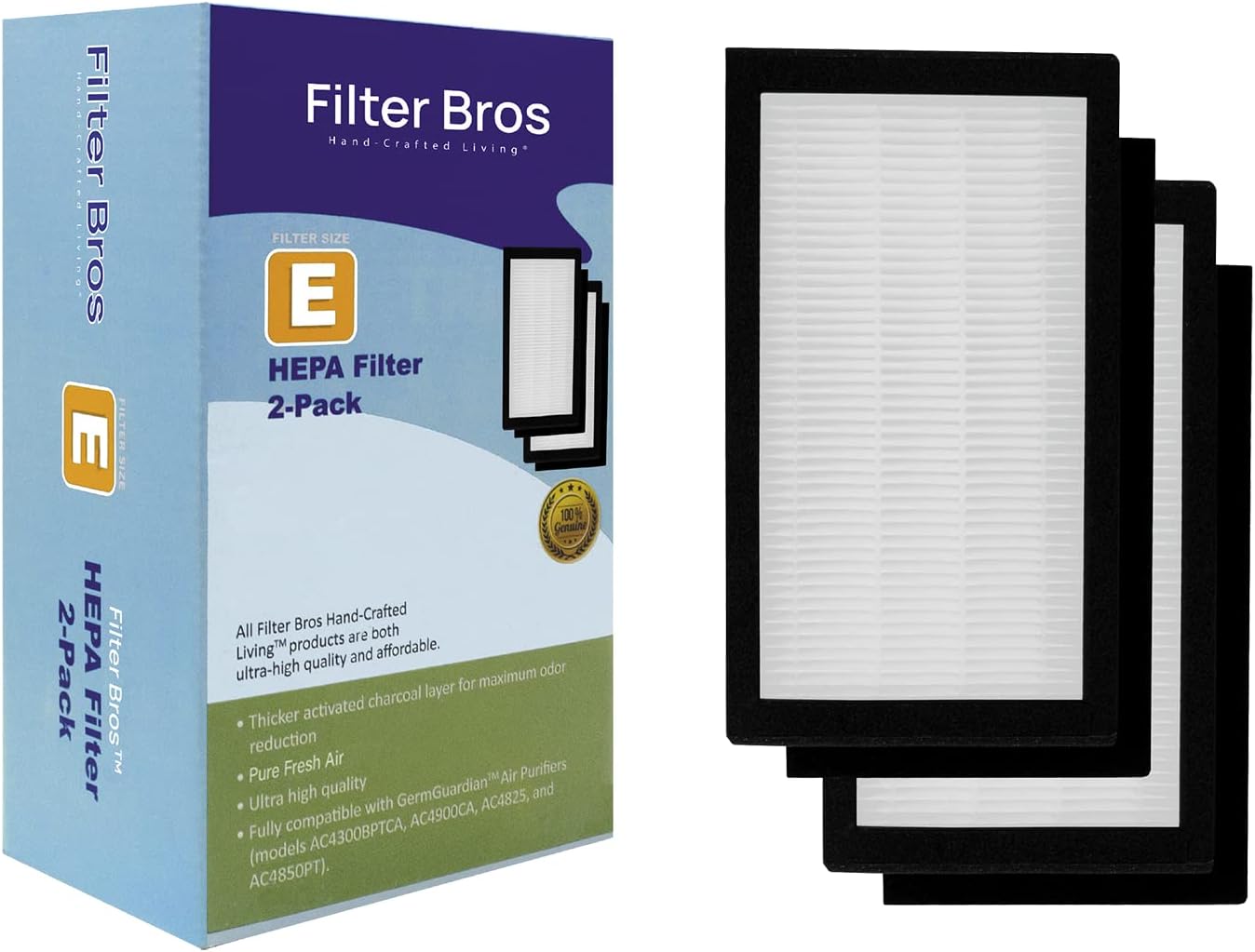 Filter Bros HEPA Filter E Replacement Fits GermGuardian FLT41002PK AC4100 AC4175