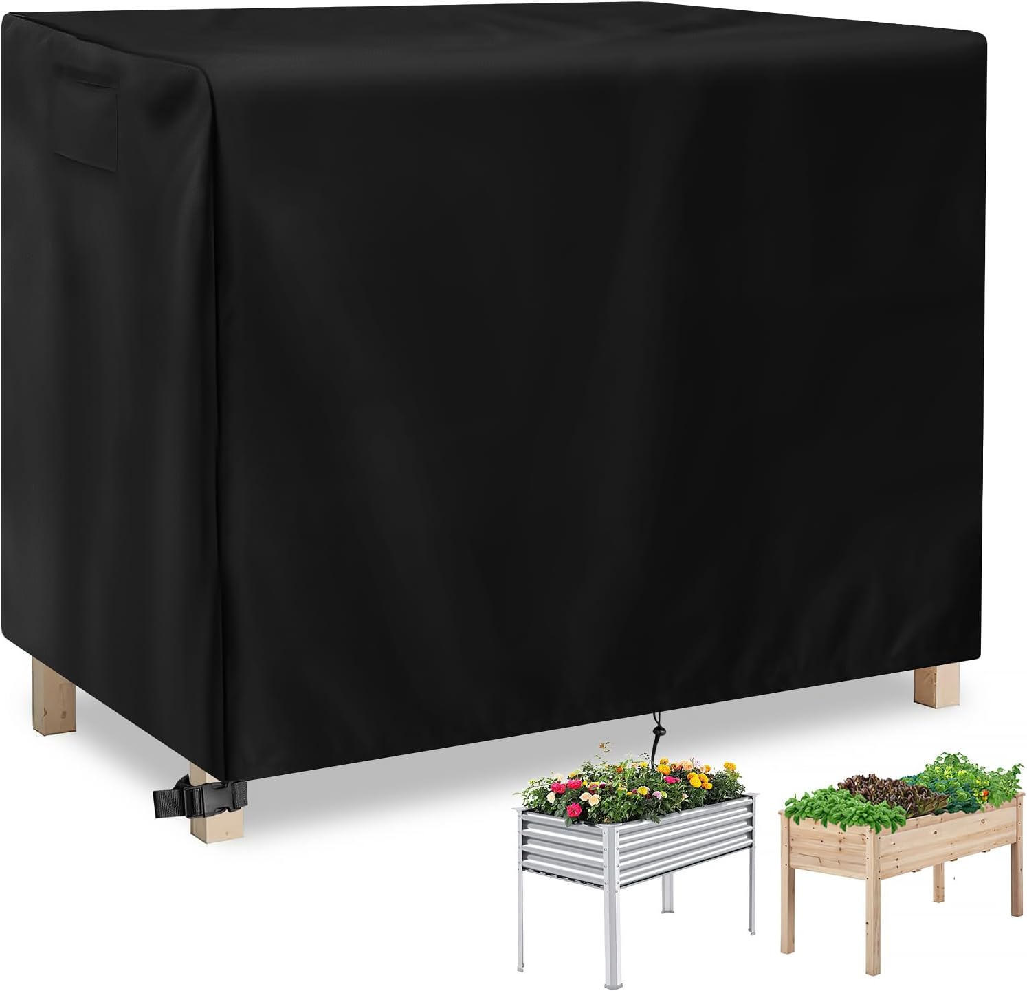 Rectangular Plant Box Cover with Drawstring, Outdoor Raised Garden Bed Cover for Plant Freeze Protection, Reusable Winter Frost Cover for Planter Beds-48 x 24 x 30 inch