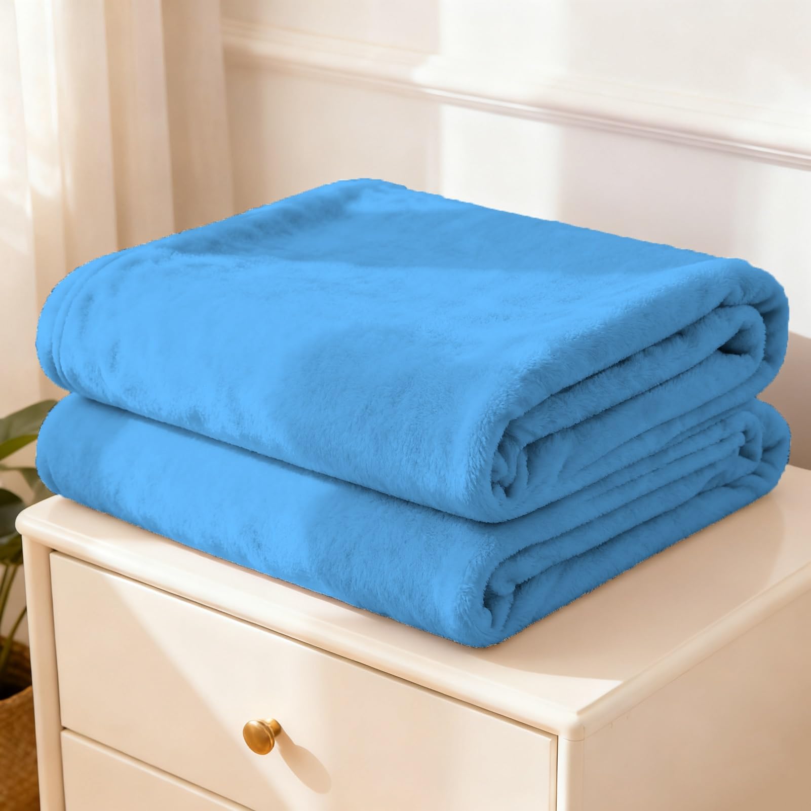 Plaid canapé bleu 190x220 cm en flanelle de grande taille