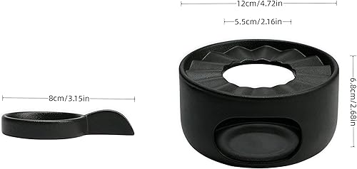 Miniatura 5 de Hoffnugshween Calentador de tetera de gres con cuchara de vela de seguridad, base de calentador de té de cerámica gruesa rústica con orificios de