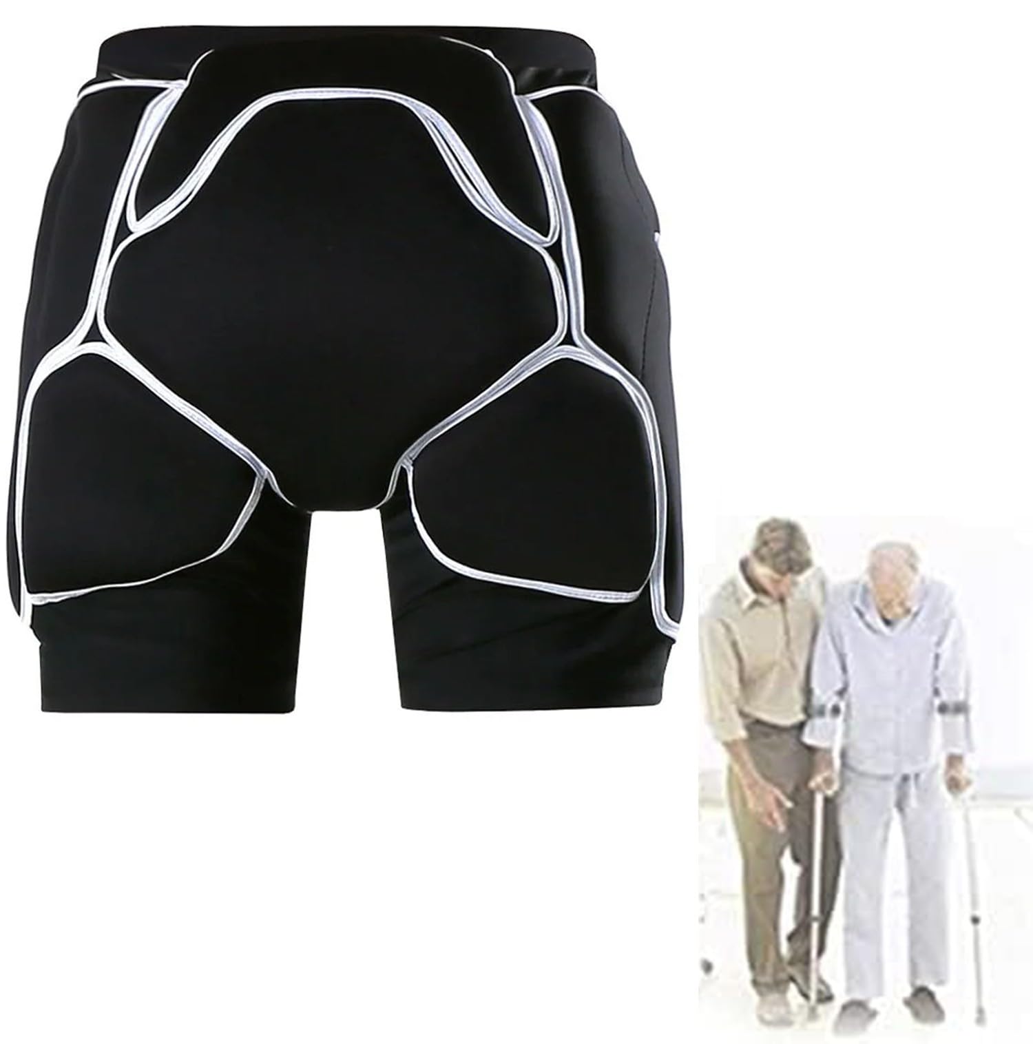 Pantaloncini con Protezione 3D per Anziani per L'anca, Pantaloncini Antiurto, Protezione Anticaduta per Persone con Mobilità Ridotta, Protezione per L'anca E Il Coccige L(Waist 81-86CM)