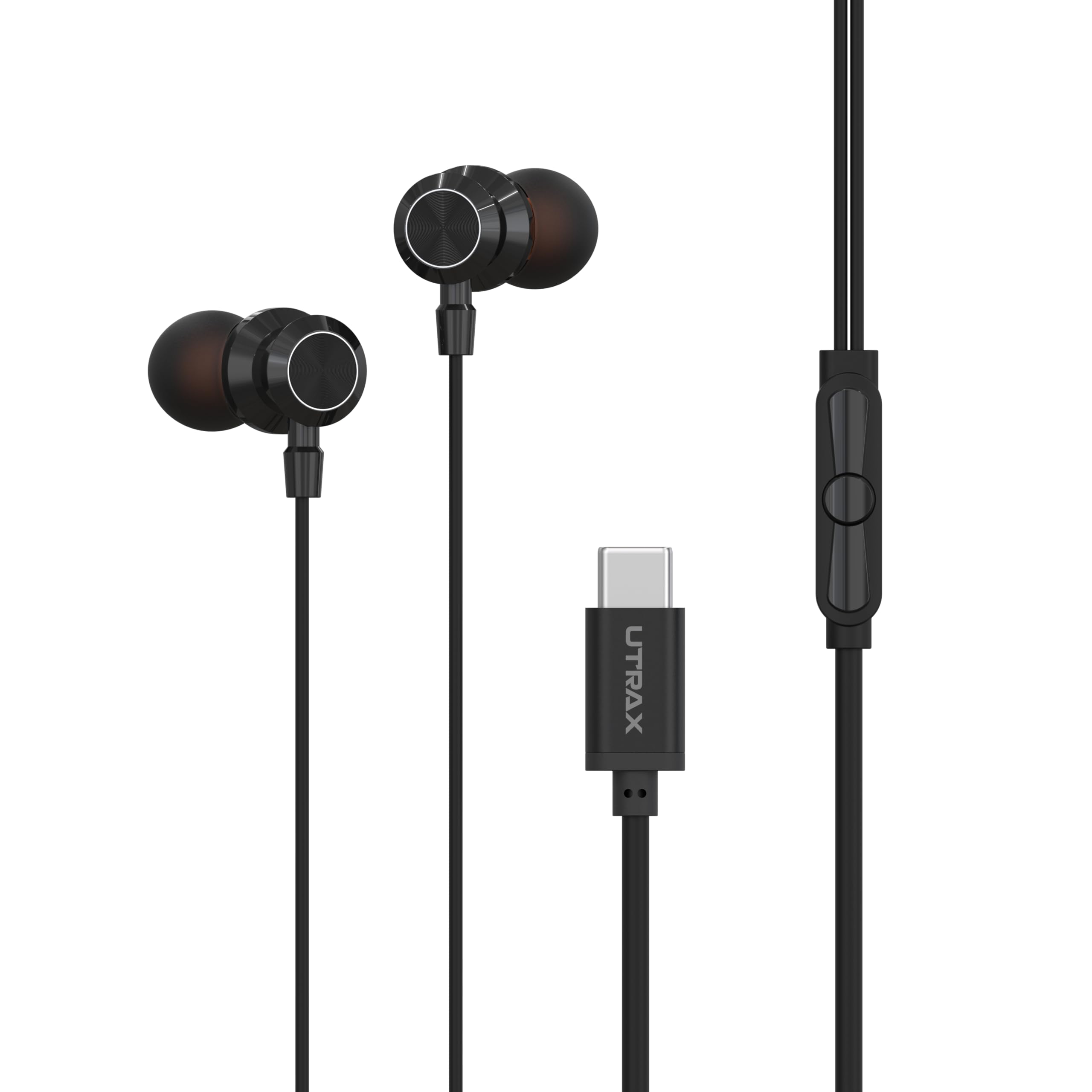 UTRAX BeatX Type-C Wired Earphones with Mic | 14.2mm Driver, High Bass Stereo Sound | Magnetic Metal Earbuds | 1.2M TPE Anti-Tangle Cable | USB-C Earphones for Android Devices | Black-image-47