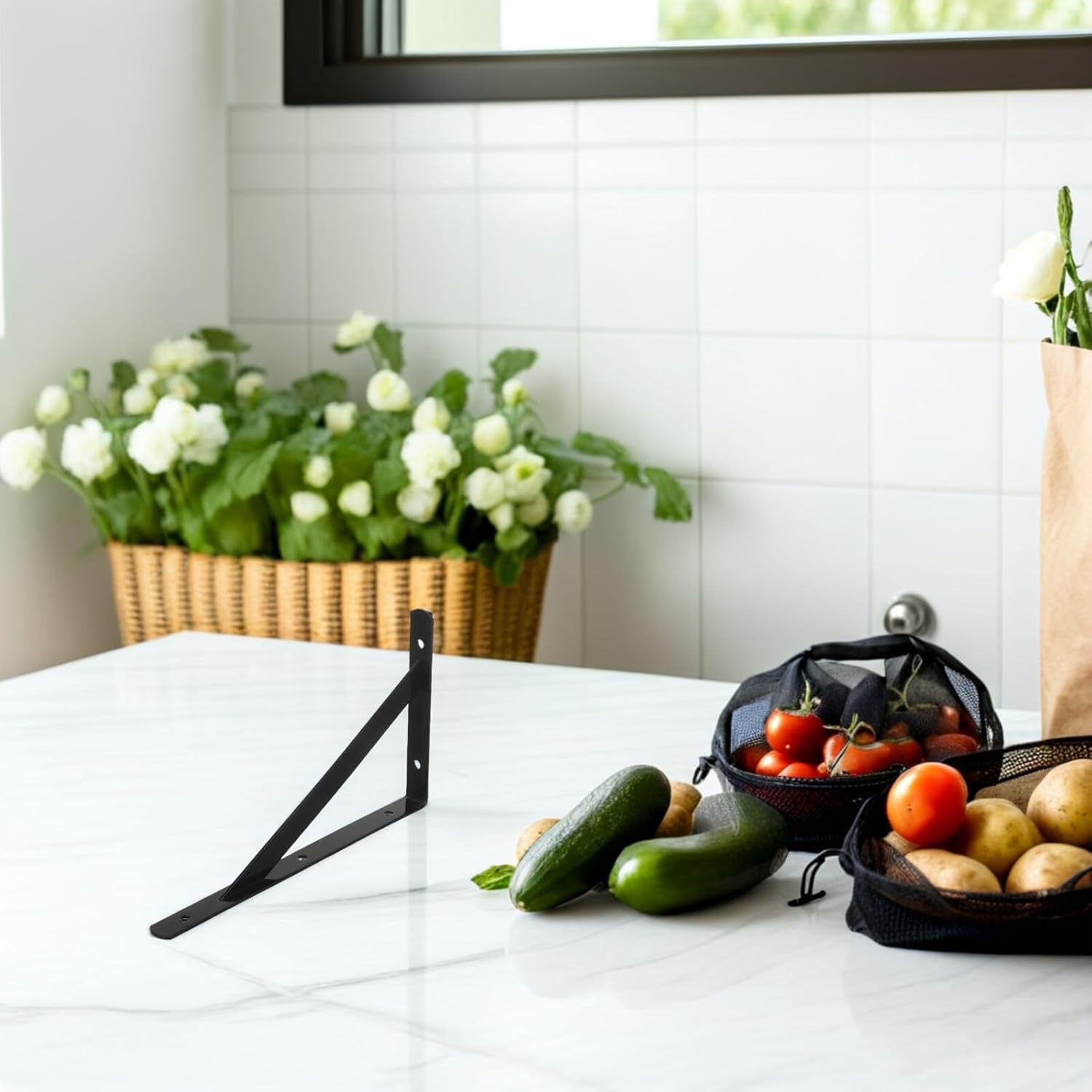 12pcs Black Iron Metal Triangle Shelf Brackets Wall-Mounted Floating Corner Shelf Supports Heavy Duty 200x120x2mm for Wood Shelving Storage