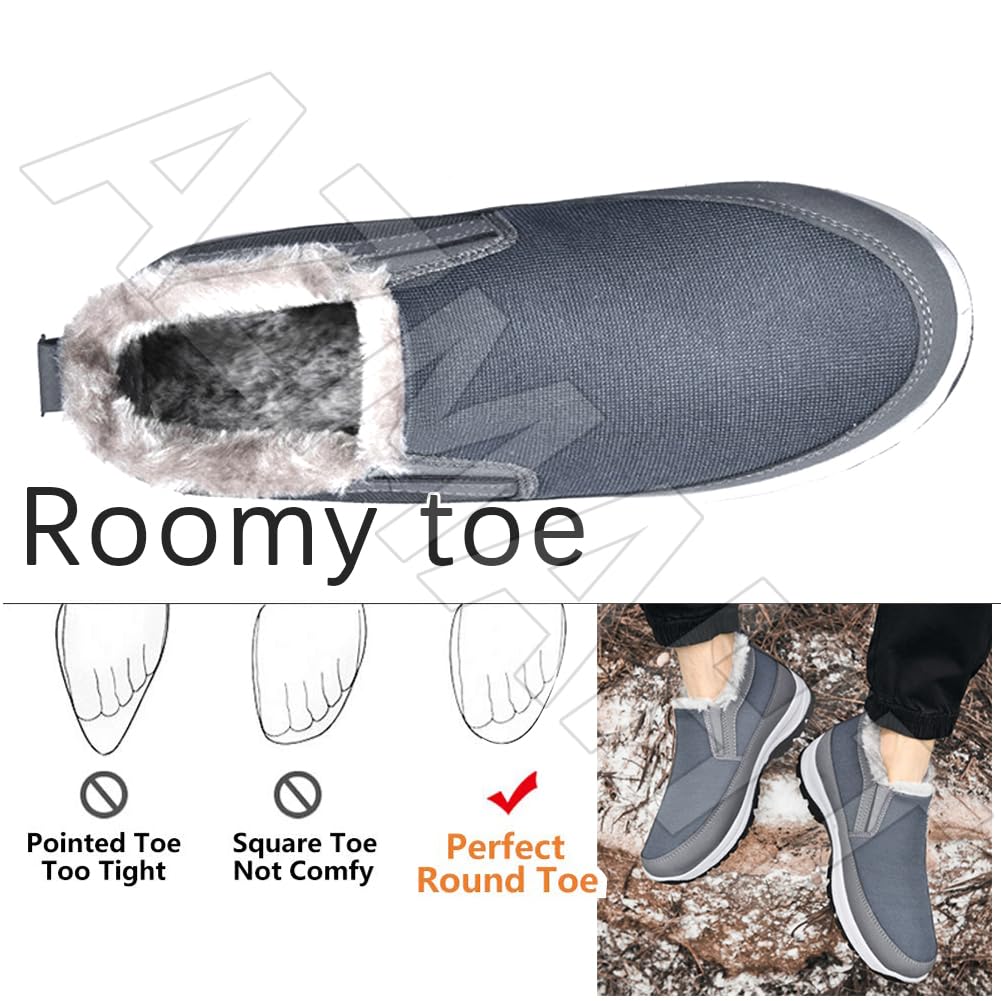 Mocasines sin Cordones para Hombre Invierno Cálidas Peluche Botas Zapatillas diabéticas Vendaje Zapatos pies lesionados y Zapatos hinchados,Negro,40/250mm