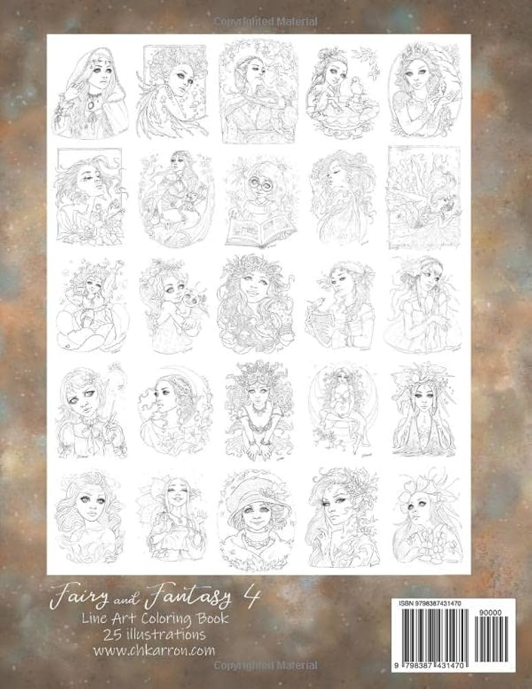 Amazon.com: Fairy and Fantasy 4 Line Art Coloring Book