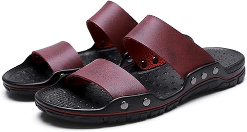 Amazon.com | ChayChax Menâs Slide Sandals Leather Summer Slippers Shoes Non-Slip Clogs Mules 