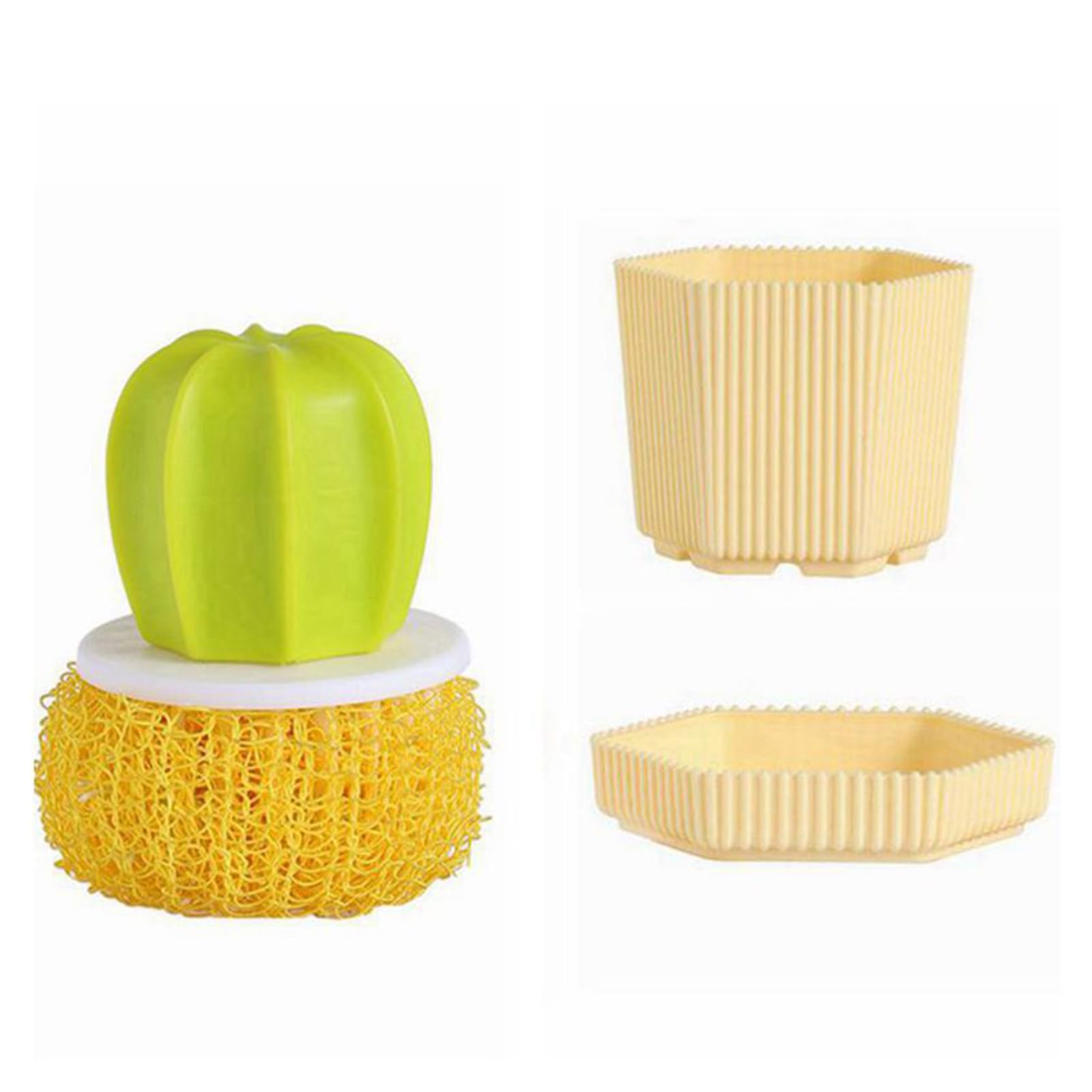 Qusinfc Unique Cactus Shape Dishwashing Brush Scrubber Brush Scourer with AntiSlip Grip for Effective Scrubbing and Cleaning Kitchen Cleaning