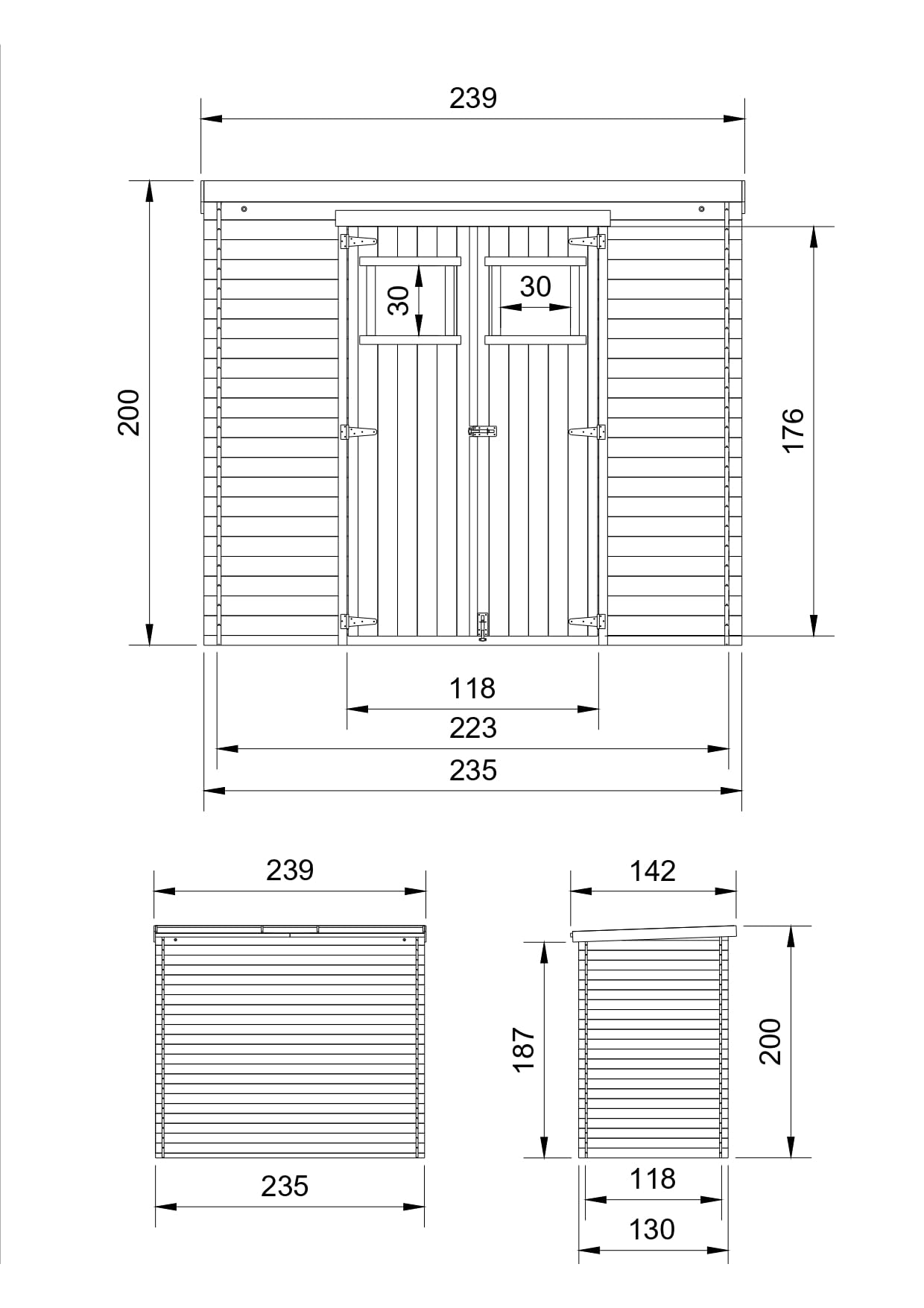 TIMBELA M310 Casetta da Giardino in Legno per Esterni 239x144xA200 cm/2.6m2 - Capanno da Giardino - Piccola Casetta in Legno, Rimessa Attrezzi, Deposito Bici