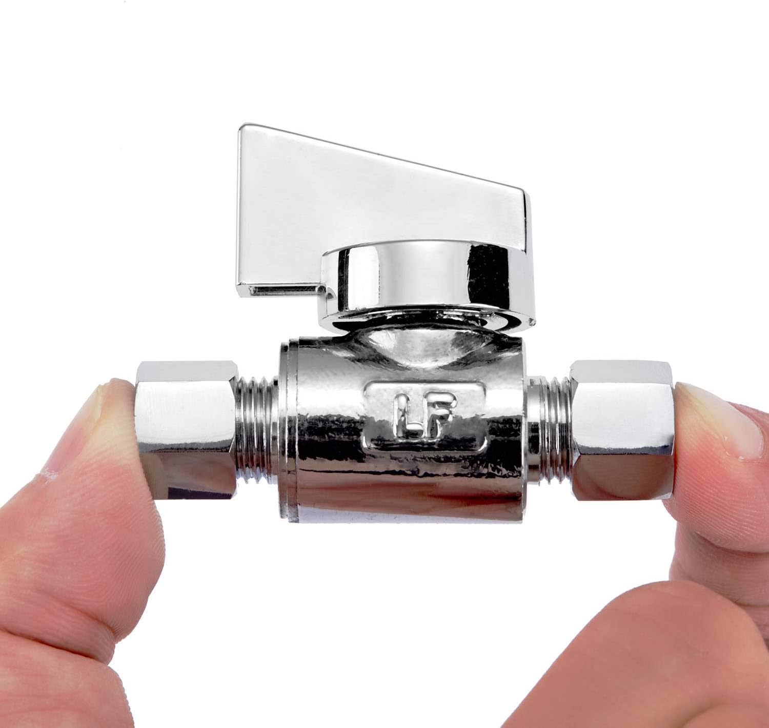 2 Pack Premium Brass 1/4" Compression x 1/4" Compression Angle Valve Quarter Turn Water Straight Angle Valve