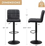 Lennox Furniture Swivel Bar Stools Set of 2, Bar Chairs Adjustable Height Bounded Leather Counter Height Barstools and Sturdy Metal Handel Kitchen Island Stool Black