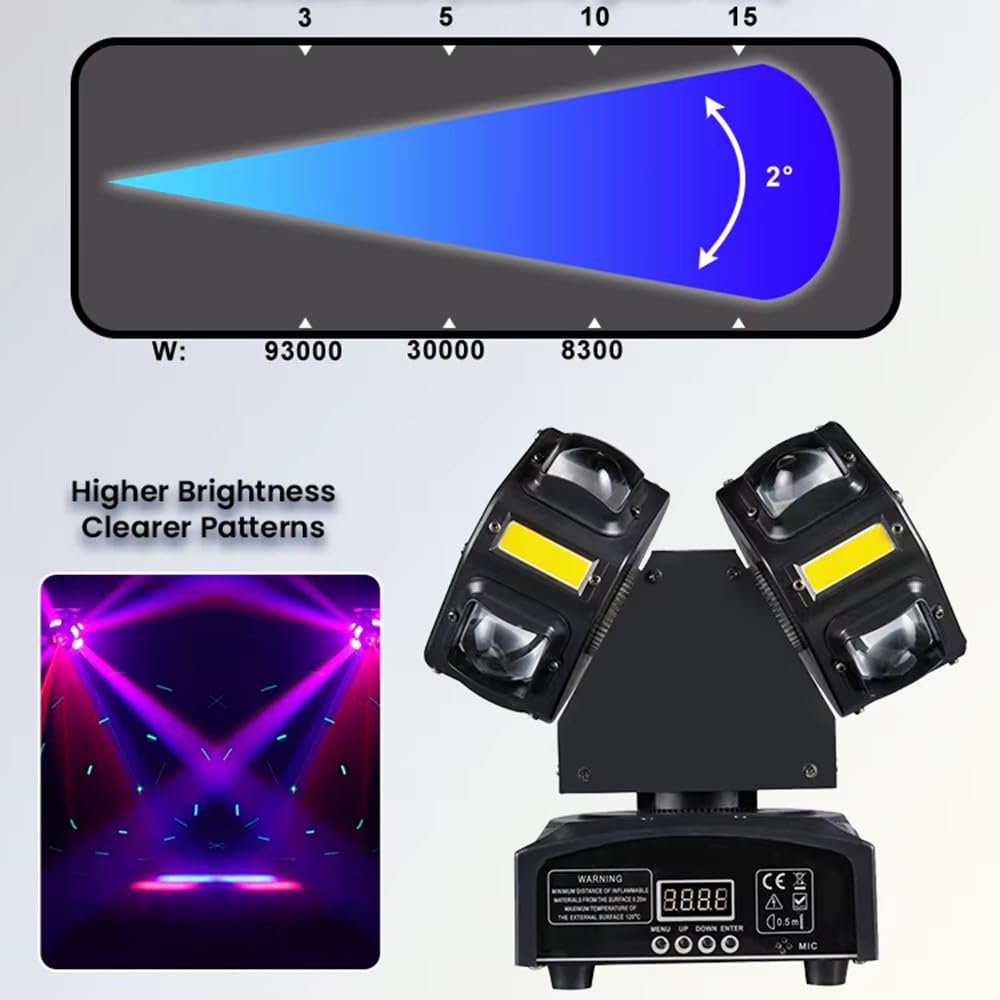 2-Armiger Moving Head Dj-Scheinwerfer,17 Kanäle,Dmx-512-Sound | 8 Led-Perlen,Hd-Linse,Beeindruckende Effekte,Automatische Positionierung,Für Partys,Live-Shows Und Discos