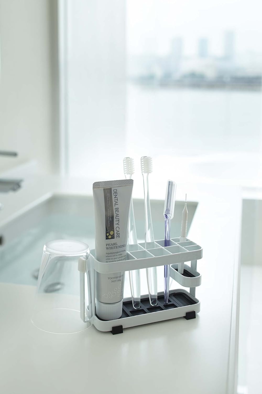 Yamazaki 7848 Toothbrush Stand, Toothbrush Stand, Wide, White
