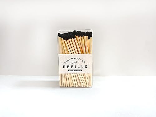 Made Market Co. Safety Matches Refills  Approx. 100 3.5 Wood Colored Tip Matchsticks for Candle & Decor  Includes Striker For Placement  26 Color