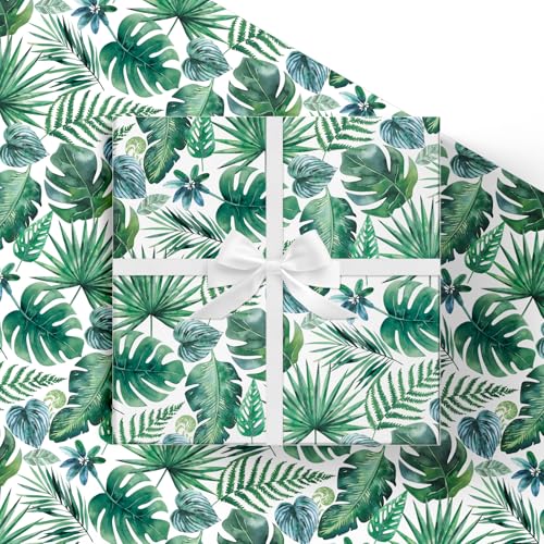 FYSUIMU 60 Sheets Tropical Palm Leaves Tissue Paper Green Monstera Leaf Gift Wrapping Paper Watercolor Summer DIY Art Crafts Tissue for Birthday Hawaiian Holidays, 13.8 x 19.7 Inch