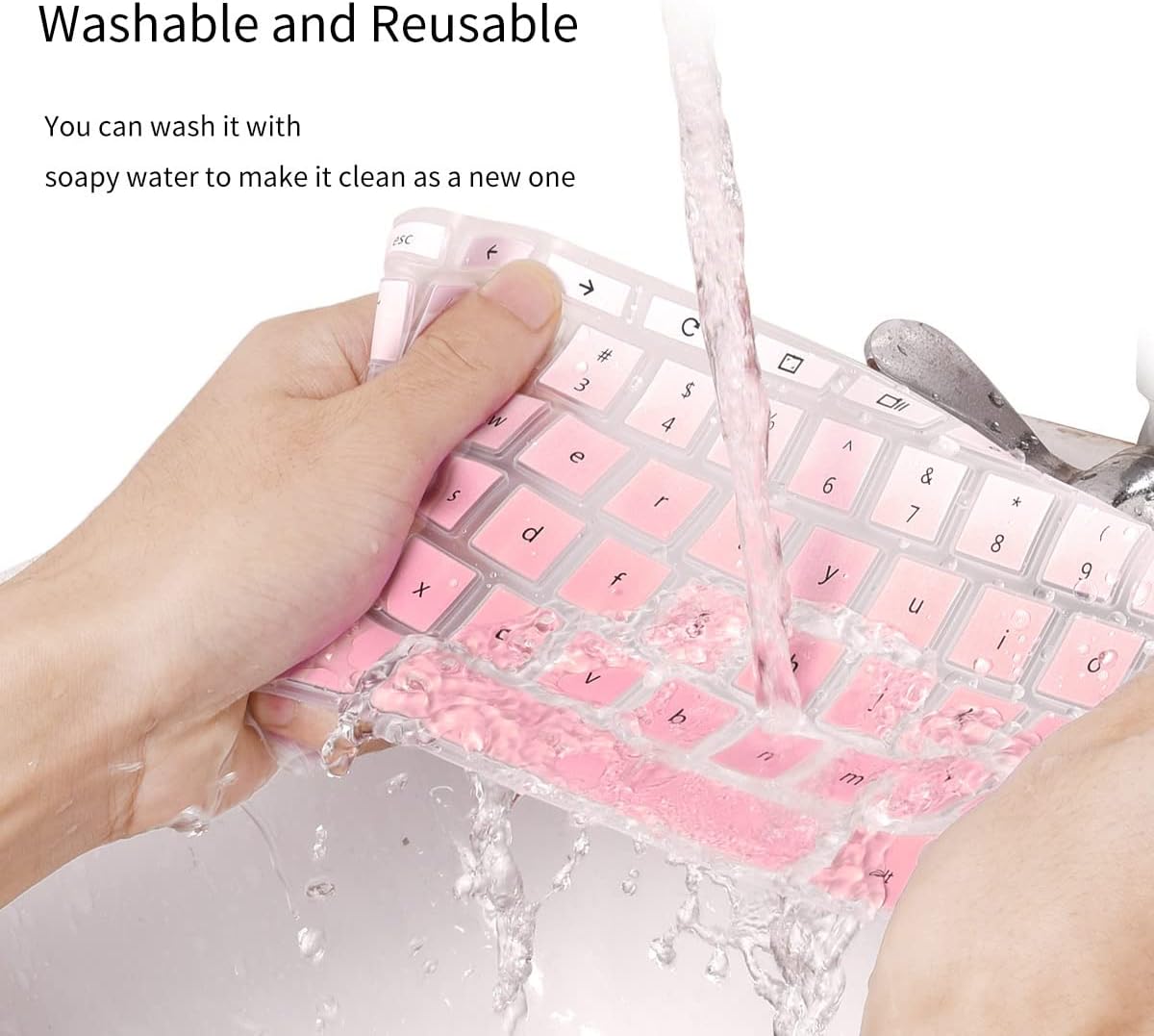 Keyboard Cover Skin for 2022 Acer Chromebook 315 CB315 & Acer Chromebook 715 CB715 15.6, Acer Chromebook 317 CB317 17.3" with Numeric Keypad, Acer Chromebook 15.6 inch Protector, Gradual Pink image 7 of 7 B09T6LHGKY