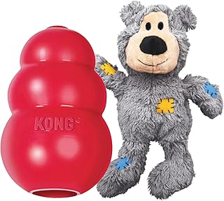 KONG - Classic and Wild Knots Bear - Dog Chew Toy and Stuffed Dog Rope Toy - for Small Dogs