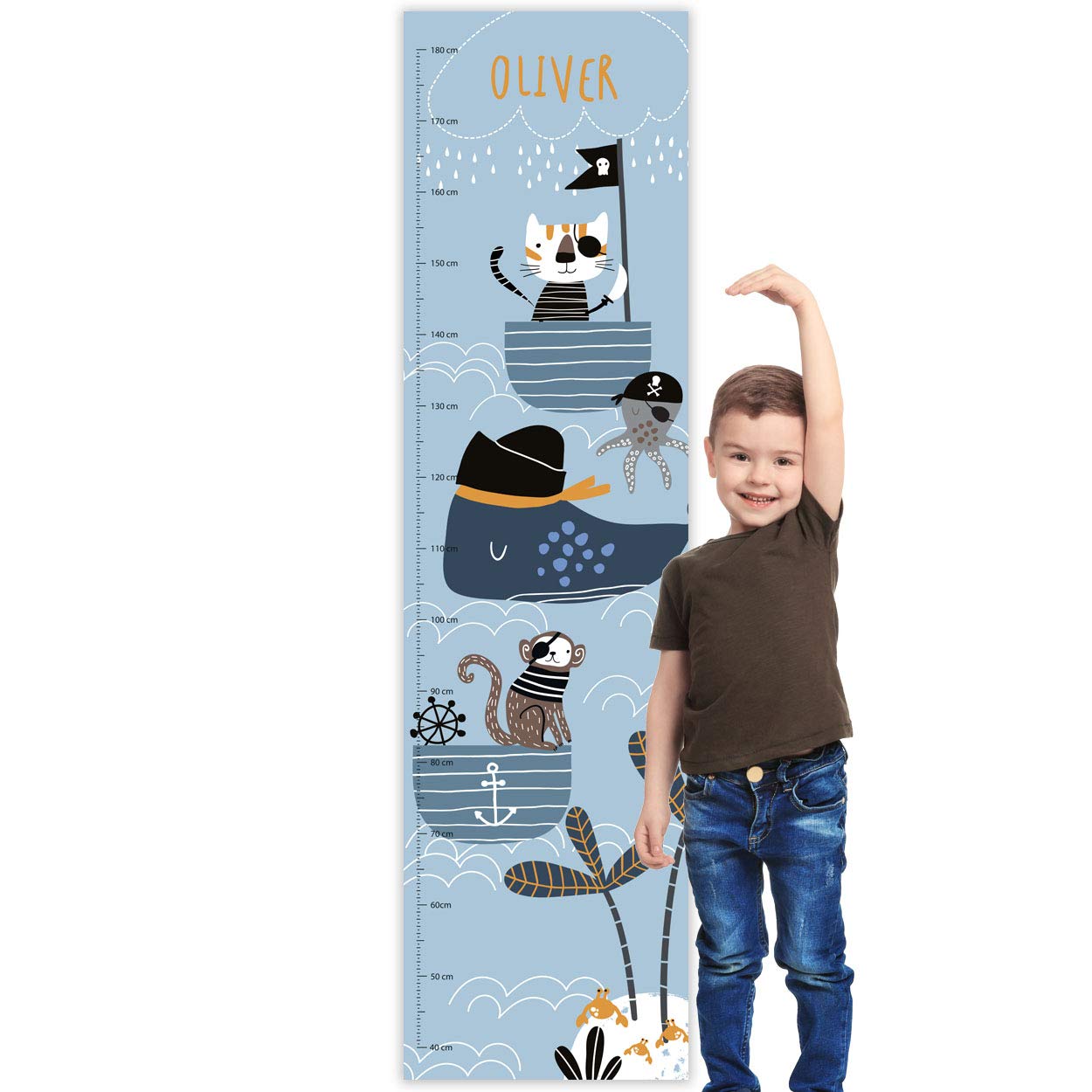Personalised Kids Height Charts (Pirate Cat and Monkey) — image 1