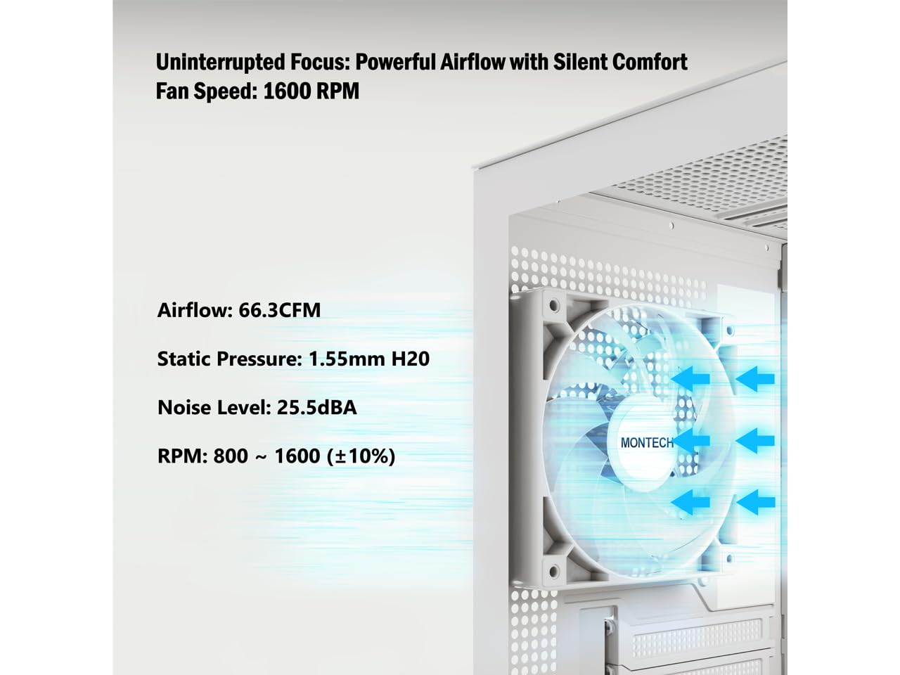 MONTECH RX wentylator rewersyjny PWM 120 mm – cicha wydajność – wysoka prędkość 1600 PWM – wysoka trwałość z łożyskiem HDB – wspaniały pierścień zewnętrzny ARGB – zestaw 3 w 1 z piastą
