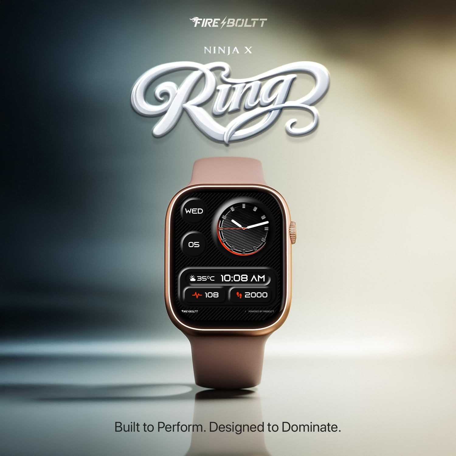 Fire-Boltt Ninja X Ring Smart Watch with 1.96” Large Display, Bluetooth Calling, Wireless Charging, AI Voice Assistant, 500+ Watch Faces, Health Suite, Smart Watch for Man & Woman – Pink S — Amazon image 2