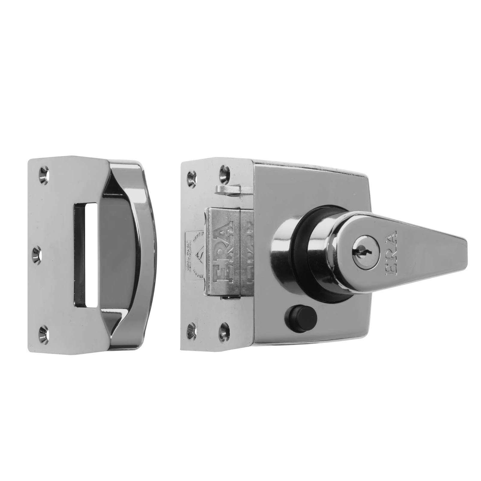 ERA British Standard 40mm Nightlatch, High Security, British Standard, Police Certificated Deadlocking Nightlatch (Satin Chrome)