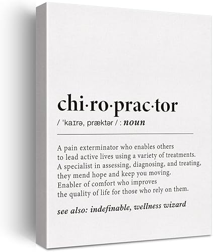 LEXSIVO Lienzo impreso con definición de quiropráctico, arte de pared, decoración de oficina de quiropráctico, pintura moderna de quiropráctico,