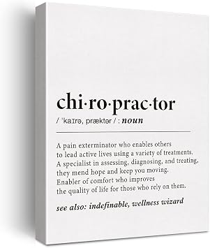 LEXSIVO Chiropractor Definition Print Canvas Wall Art Chiropractor Office Decor Modern Chiro Painting 12x15 Canvas Poster Framed Ready to Hang Artwork Chiropractic Gifts