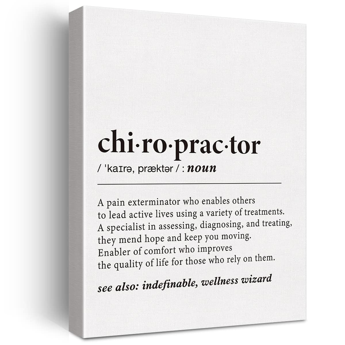 LEXSIVO Chiropractor Definition Print Canvas Wall Art Chiropractor Office Decor Modern Chiro Painting 12x15 Canvas Poster Framed Ready to Hang Artwork Chiropractic Gifts
