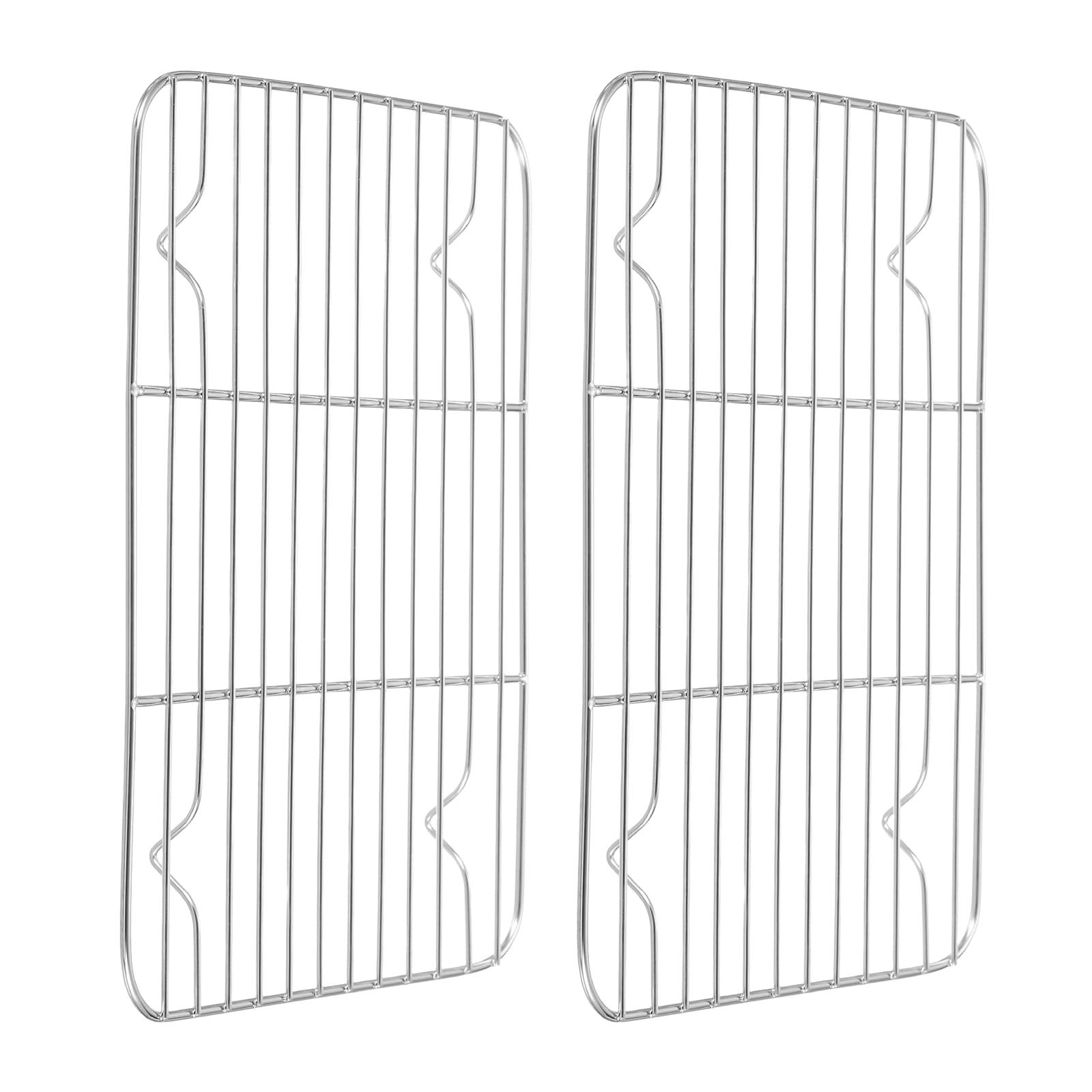 sourcing map 2Pcs Rectangle Rack, 9.7" x 7.1" Stainless Steel Wire Cookie Rack Grill Grate Cross Wire Barbecue Grill for Cooking, Roasting, Grilling, Drying, Oven, Silver