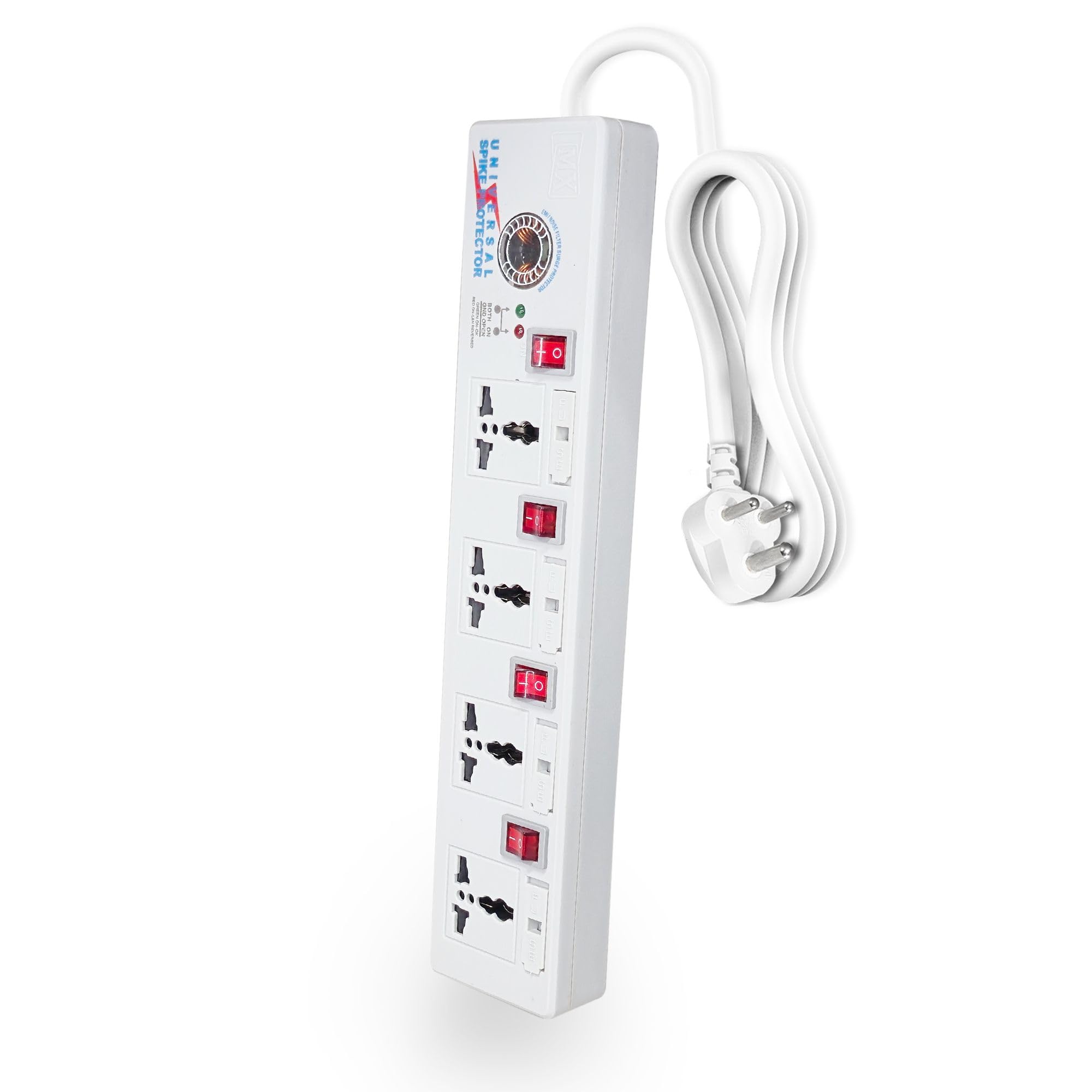 MX 4 Outlet Universal Surge Protector Extension Board with Individual Fuse and Switch for Each Socket, Heavy Duty 5 mtr Power Cord & with Child Saftey Shutter-image-48