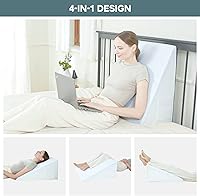 Vista 6 de Almohada de cuña de cama, cuña triangular, parte superior de espuma viscoelástica de enfriamiento de bambú, almohada de cuña de soporte elevado