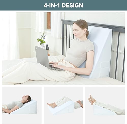 Miniatura 6 de Almohada de cuña de cama, cuña triangular de 12, 24 y 24 pulgadas, parte superior de espuma viscoelástica de enfriamiento, almohada de cuña de apoyo