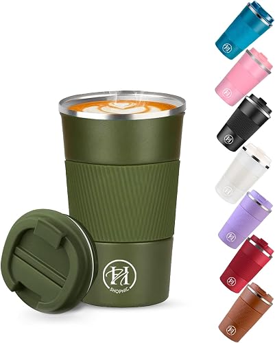Travel Mug Coffee Cup Double Wall Insulated Tumbler with Leak-proof Design and Flip Lid