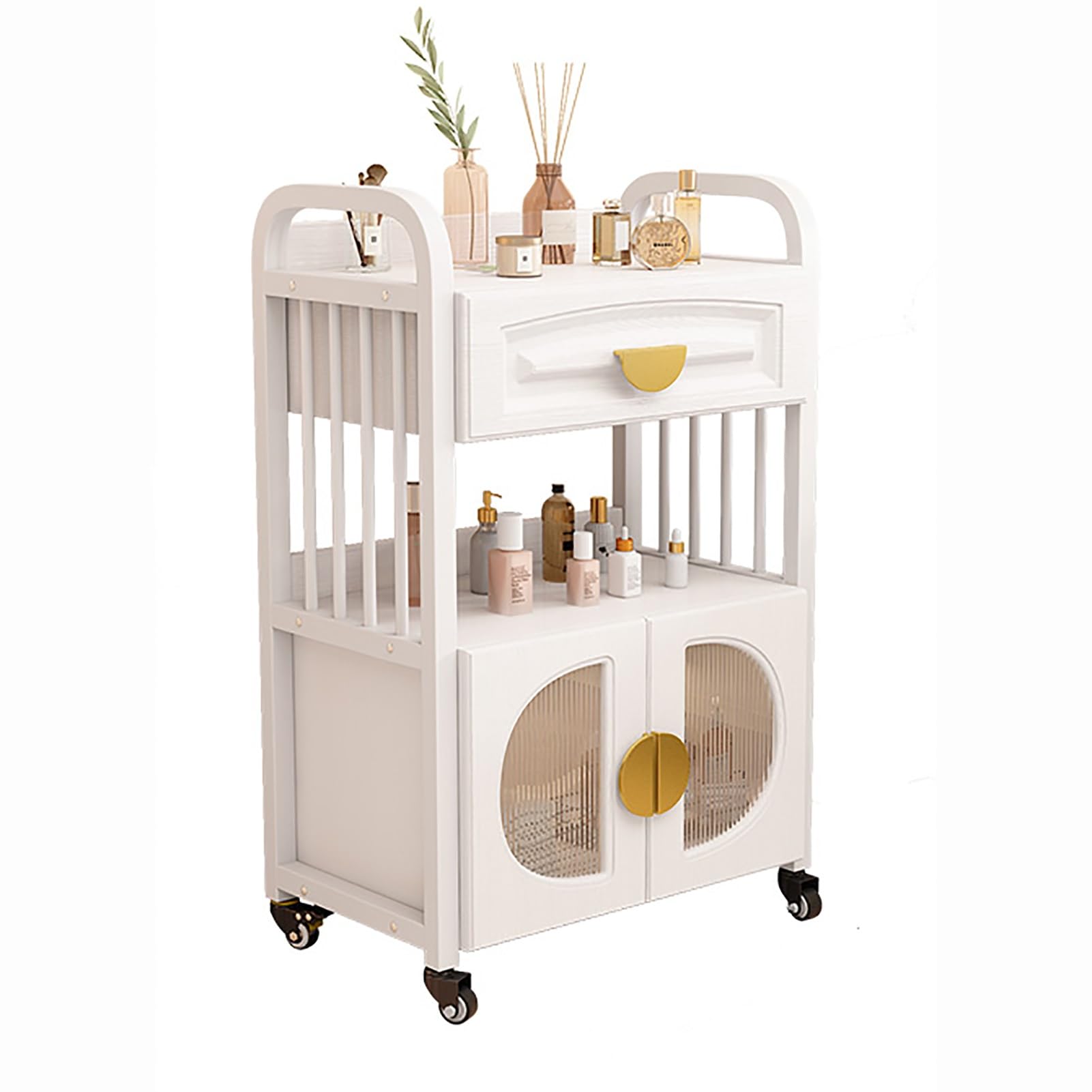 Carrello Estetista con Ruote Carrello Portaoggetti Carrello Parrucchiere Carrello Estetista Carrello Bellezza Carrello Trucco(White)