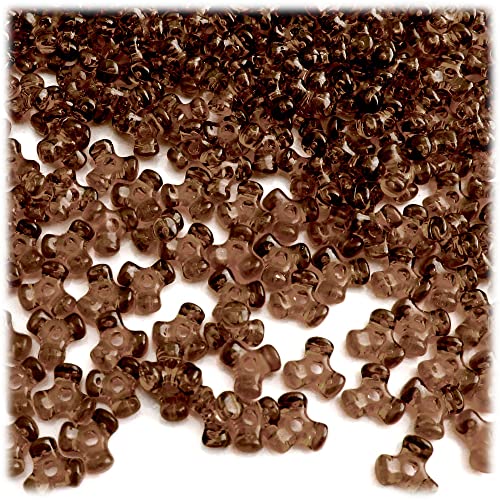 The Crafts Outlet 200pc Plastic Transparent Tribeads 10mm Brown Beads