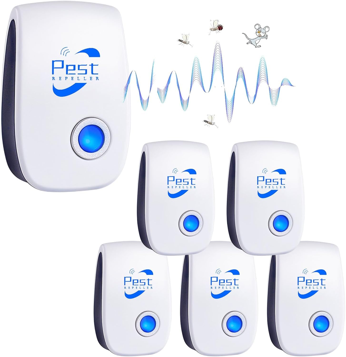 Ultrasonic Pest Repeller, 6 Pack Electronic Plug In Mice Repellent and Rat Repellent, Ultrasonic Insect Repellent Indoor Pest Control for Insect, Mosquitos, Flies, Roaches, Rats, Spiders, Flea