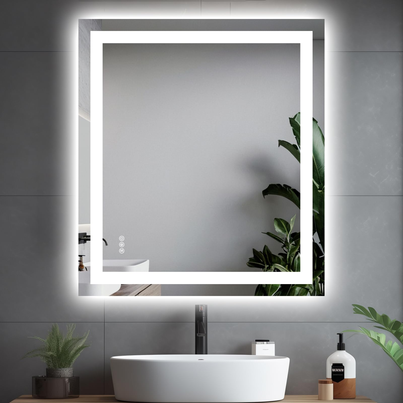 Hivone 32"X36" LED Bathroom Mirror with Lights, Anti-Fog, Dimmable, Backlit + Front Lit, Smart Bathroom Vanity Mirror, Memory Function, Shatterproof, Tempered Glass (Horizontal/Vertical)