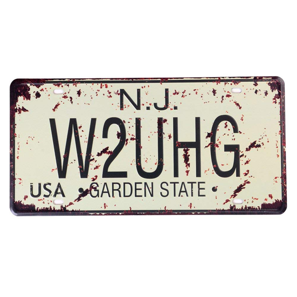 Shinewe Auto License Plate Car Tag Home/Cafe Bar/Pub/Restaurant/Exhibition Wall Decor Vintage Plaque 15x30cm (N.J W2UHG GARDEN STATE)