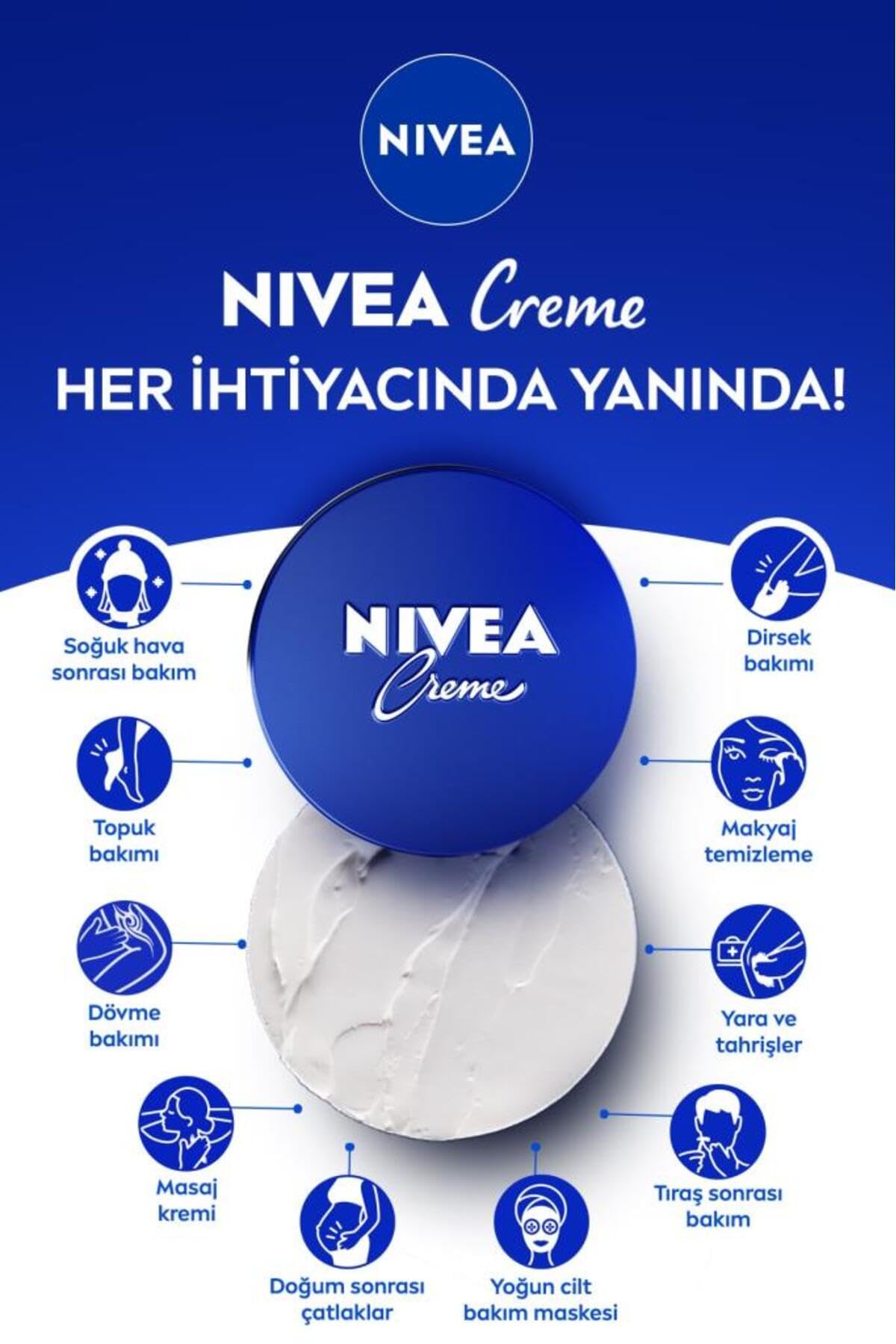 NIVEA Creme 75ml, Yoğun Nemlendirici, Bakım Yapan Koruma, Eucerit, Yumuşak Cilt, El Yüz Vücut, X2 Adet