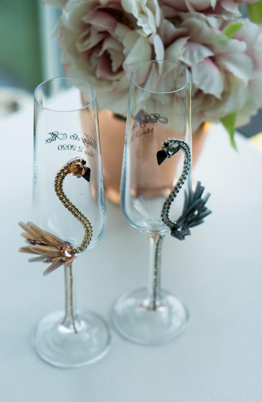 Bachelorette Party Decorations Black Flamingo Champagne Flute Personalized for Party