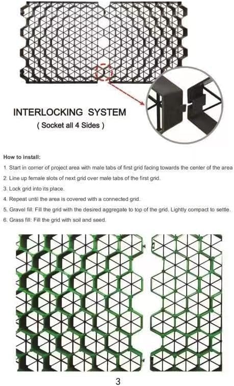 Griglie Stabilizzanti Per Erba PaveCore - Finitrici Ecologiche In HDPE 50x50,8 Cm, Carico 20 Kg, Per Vialetti E Patio - 3